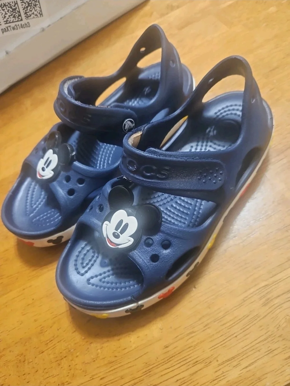 CROCS Navy Kids Sandals with Mickey Accent